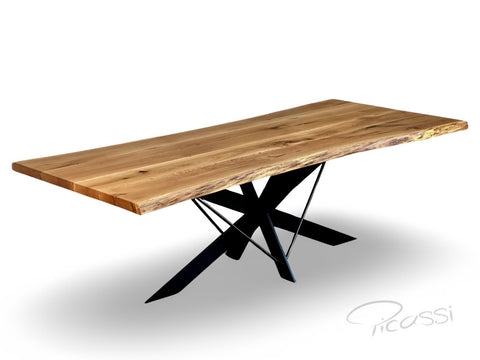 Rustikale und moderne Eichen Tischplatte mit Baumkante und Epoxidharz