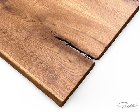 Flying Oak Esstisch - Butterfly Eiche -  Rustic & Nature auf Glaswangen Untergestell