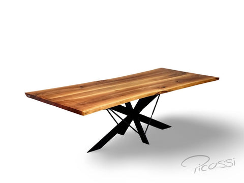 Massivholz Franz. Nussbaum Tisch 250x100-110cm mit Baumkante