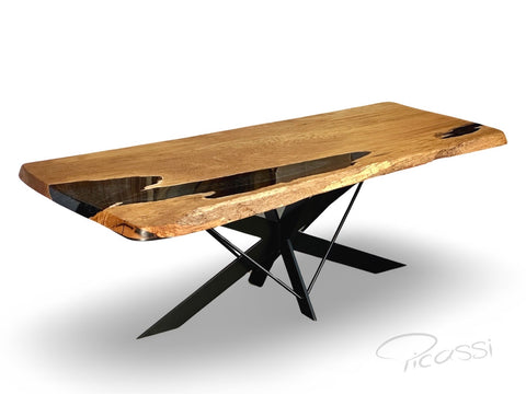 Baumscheiben Tischplatte Eiche Massiv 210x100 Epoxidharz Monolith