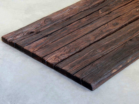 Unikat Tischplatte Massivholz Ebenholz in schwarz-braun 125x80cm