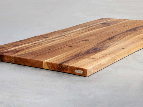 Altholz Eiche Tischplatte Balkeneiche rustikal mit leichter Baumkante