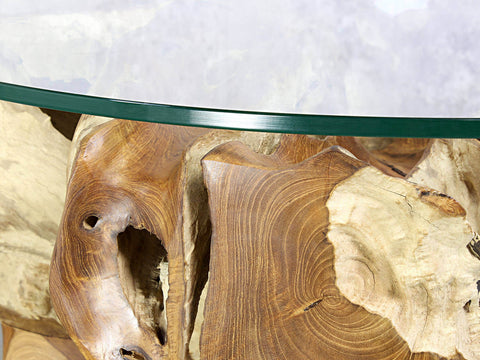 Wurzel Couchtisch aus Baumwurzel mit runder Glasplatte in 3 Größen
